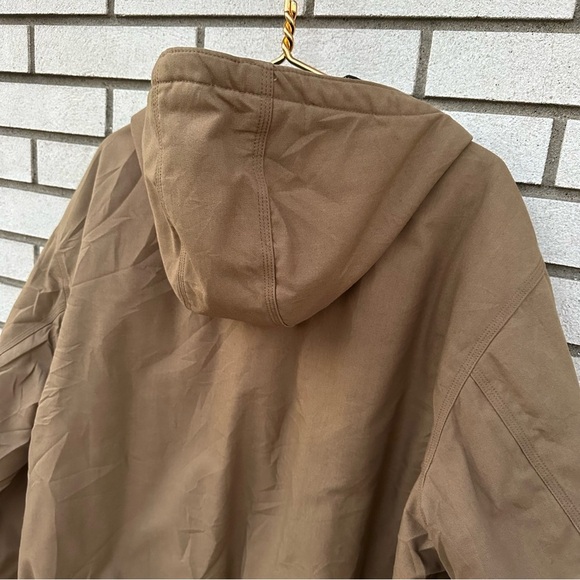 Carhartt Quick Duck Woodward Active Jacket Tan Water-Repellent Hooded Workwear - Picture 14 of 15